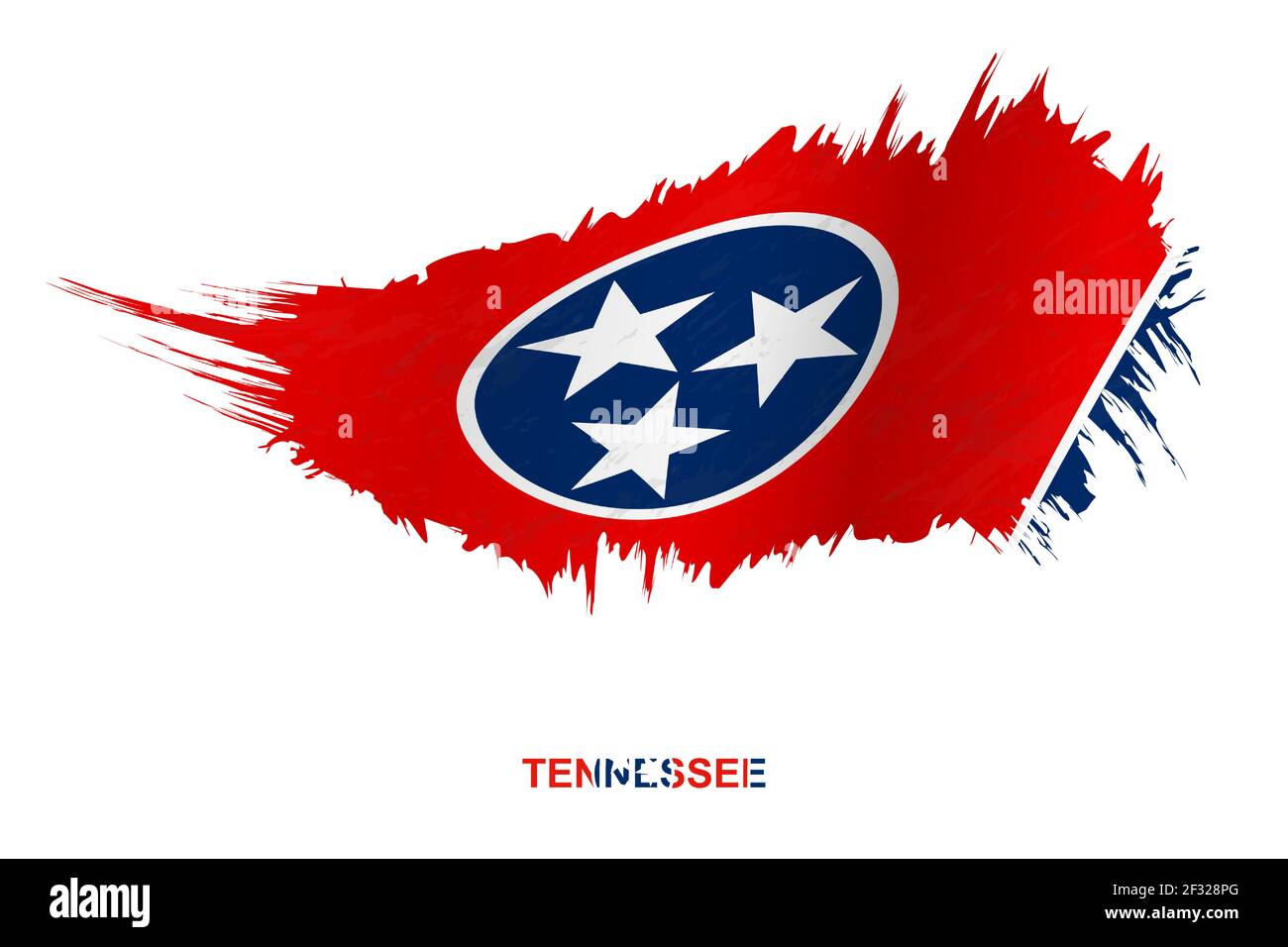 Bandiera dello stato del Tennessee in stile grunge con effetto ondulato, vettore grunge pennello traccia flag. Illustrazione Vettoriale