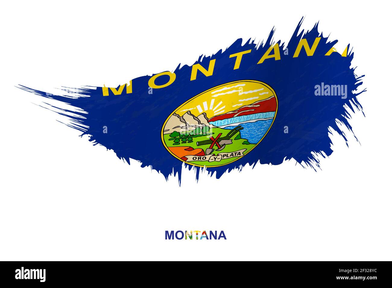 Bandiera dello stato del Montana in stile grunge con effetto ondulato, vettore grunge pennello traccia flag. Illustrazione Vettoriale