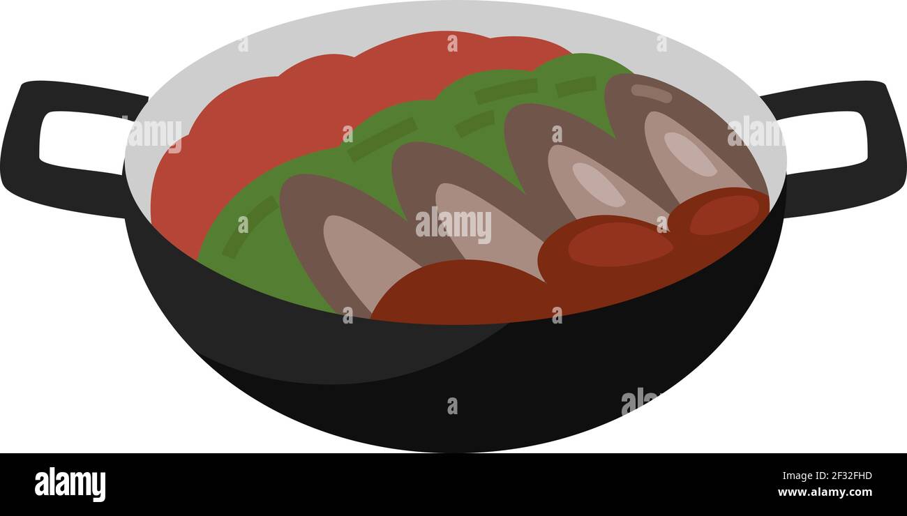 Nabemono asiatico, illustrazione, vettore su sfondo bianco Illustrazione Vettoriale