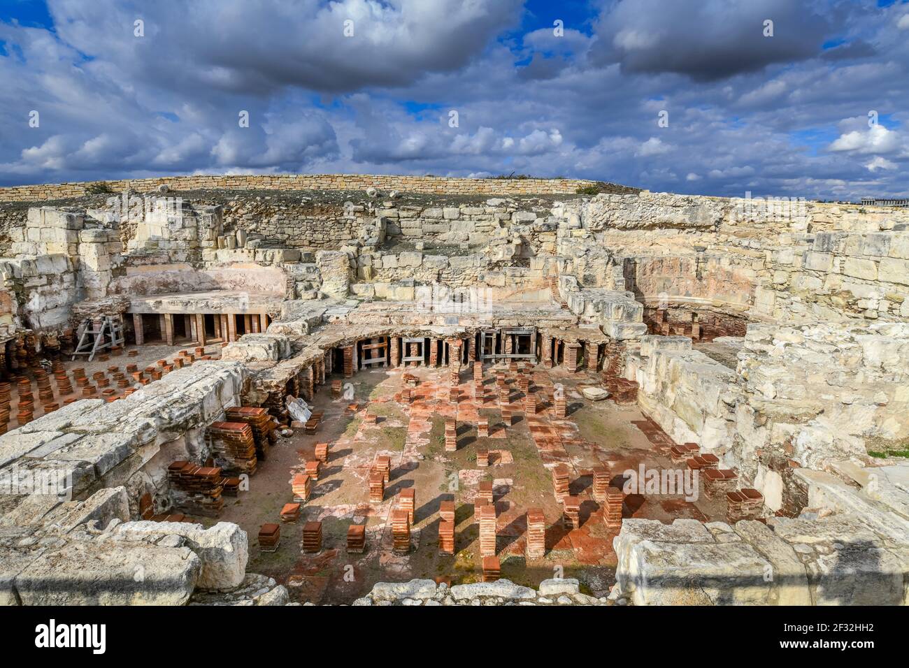 Thermae, sito di scavo, Kourion, Cipro Foto Stock