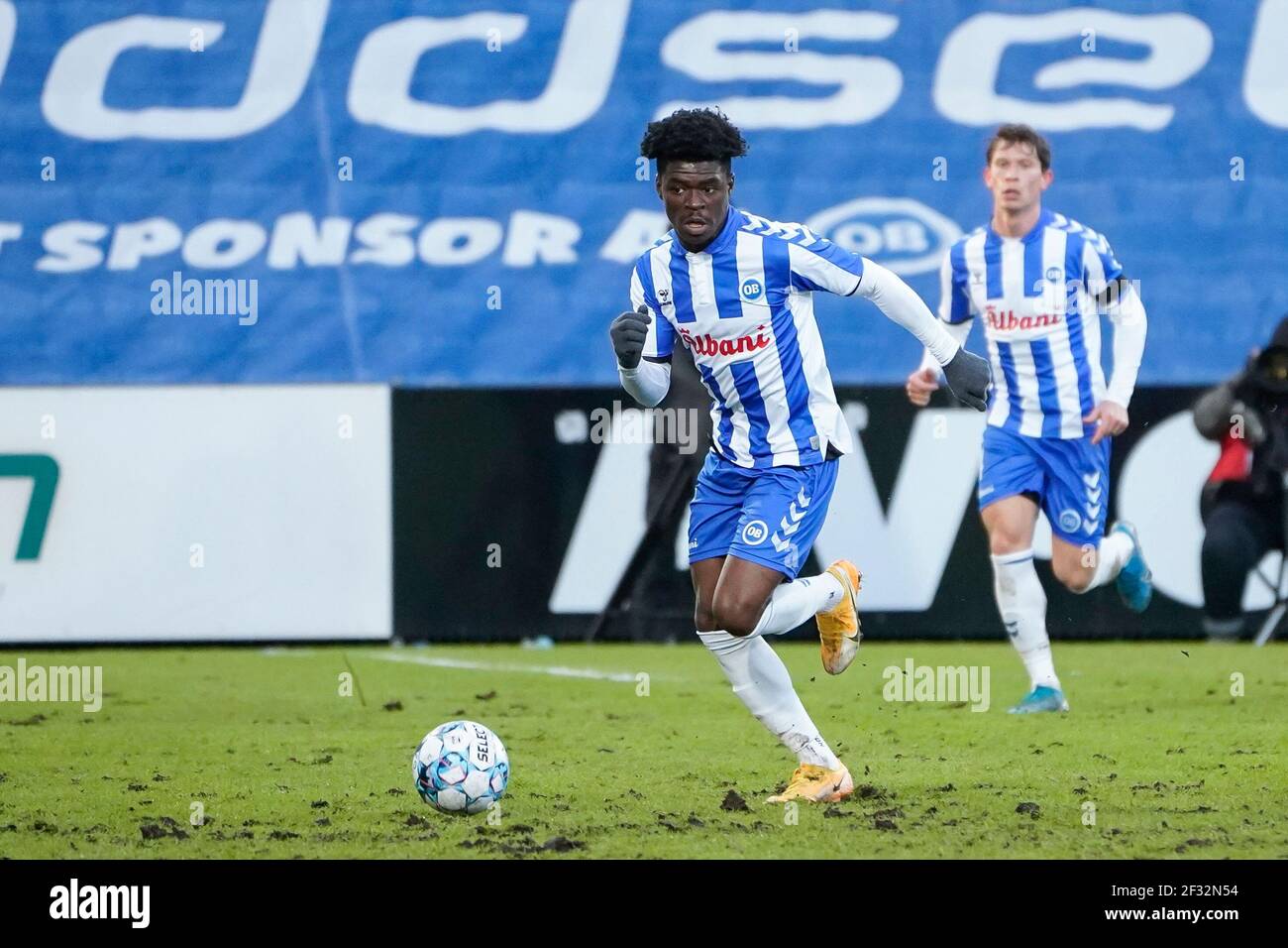 Odense, Danimarca. 14 Marzo 2021. Emmanuel Sabbi (11) di OB visto durante la 3F Superliga match tra Odense Boldklub e Broendby IF al Nature Energy Park di Odense. (Photo Credit: Gonzales Photo/Alamy Live News Foto Stock