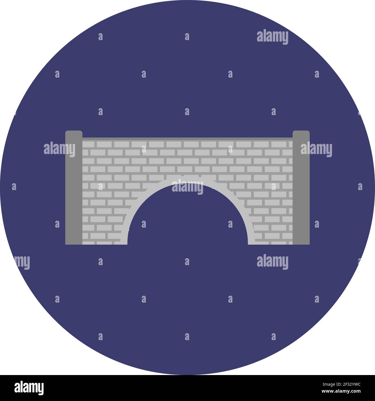 Ponte di mattoni, illustrazione, vettore su sfondo bianco. Illustrazione Vettoriale