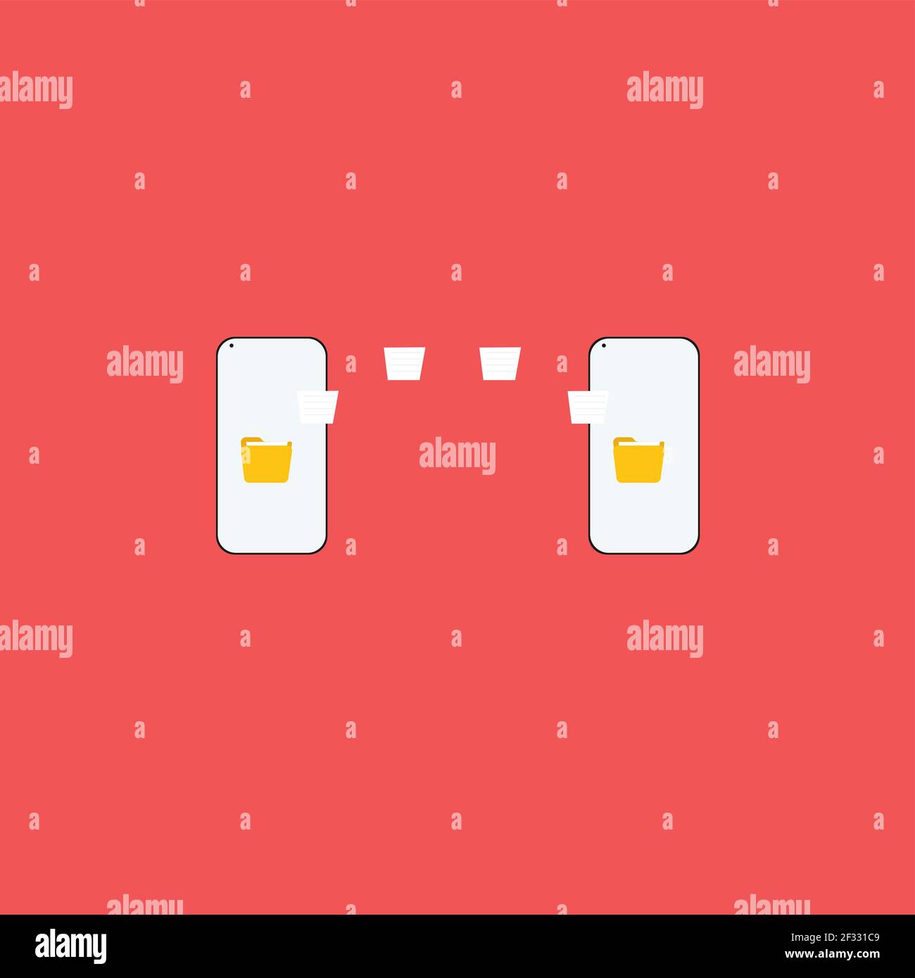 Trasferimento dati mobile, illustrazione, vettore su sfondo bianco. Illustrazione Vettoriale