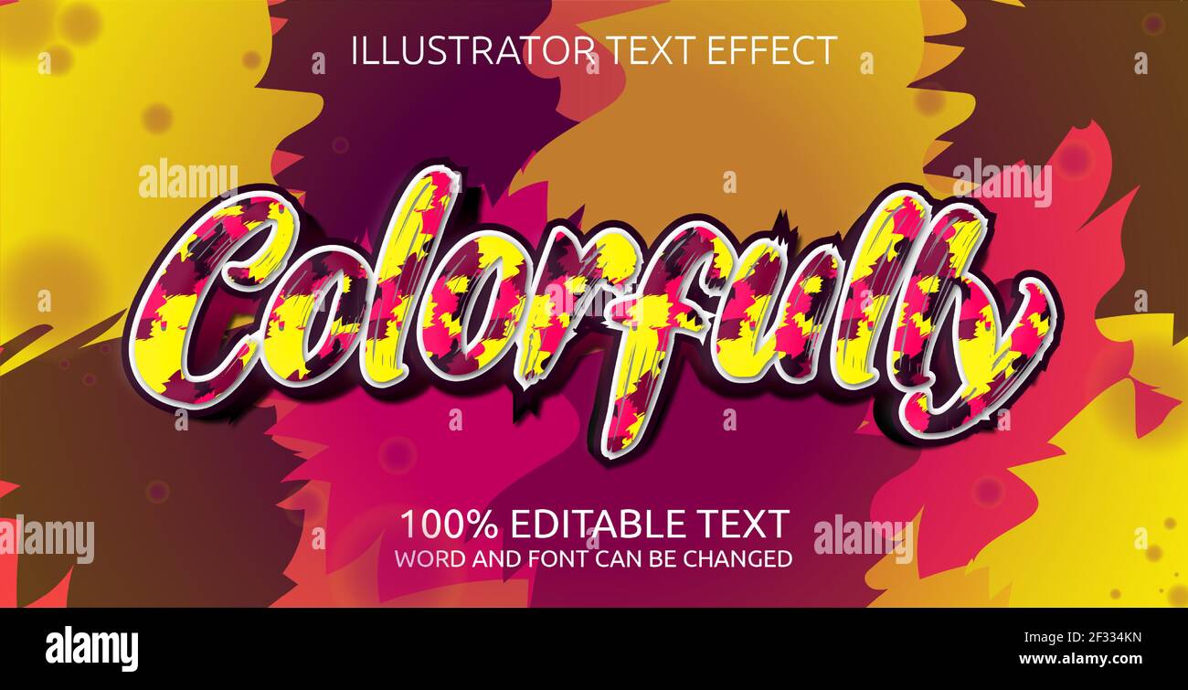 effetto testo modificabile, stile colorato Illustrazione Vettoriale
