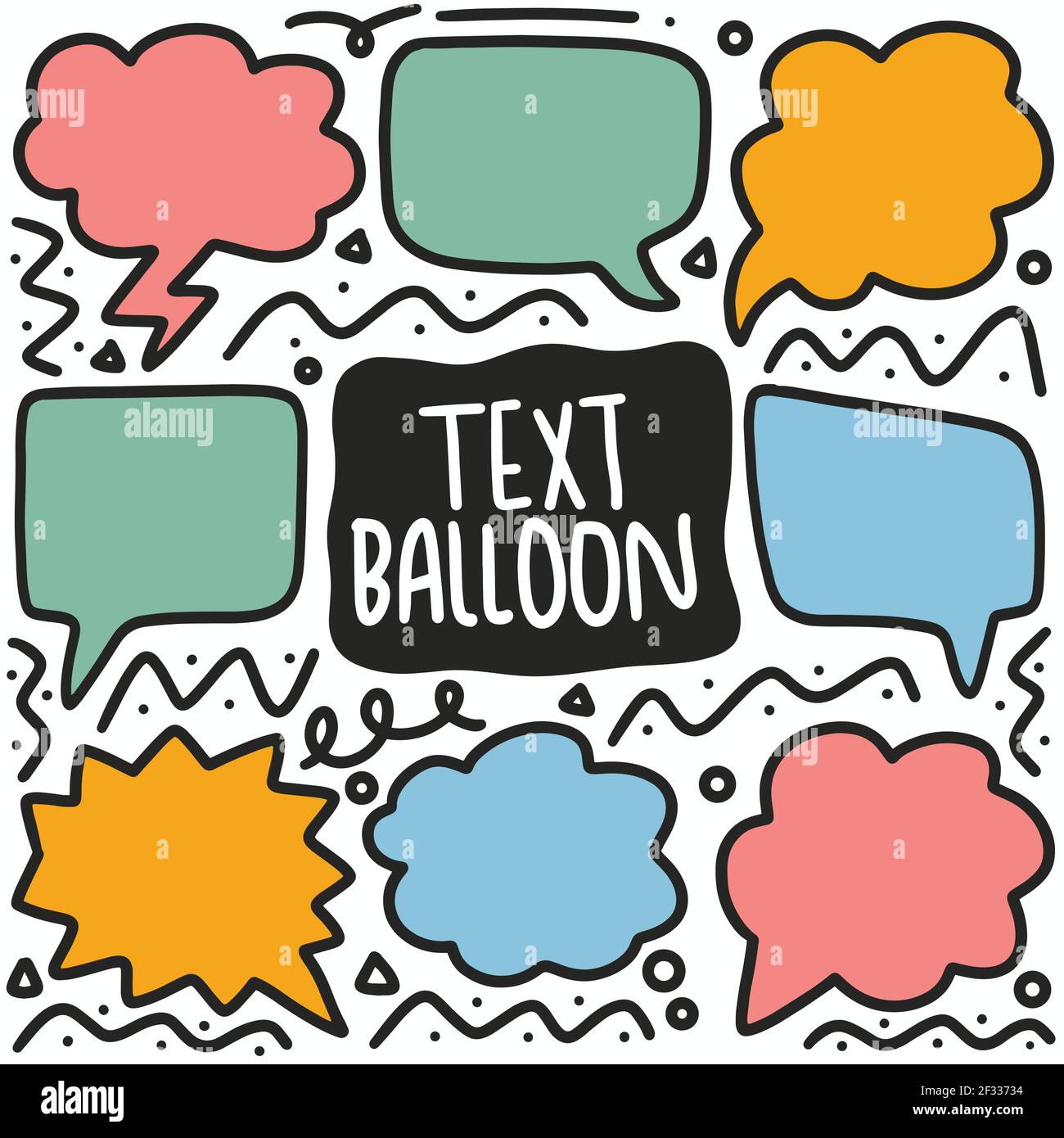 palloncino di testo disegnato a mano Illustrazione Vettoriale