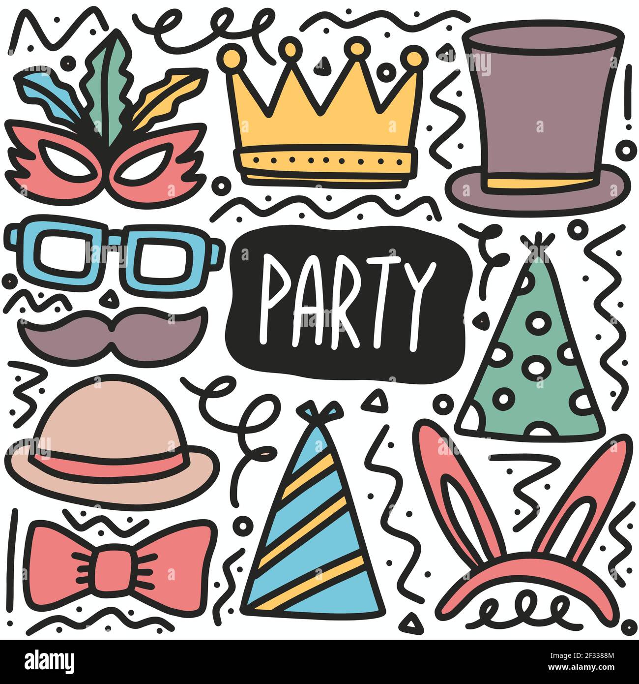 festa di doodle disegnata a mano Illustrazione Vettoriale