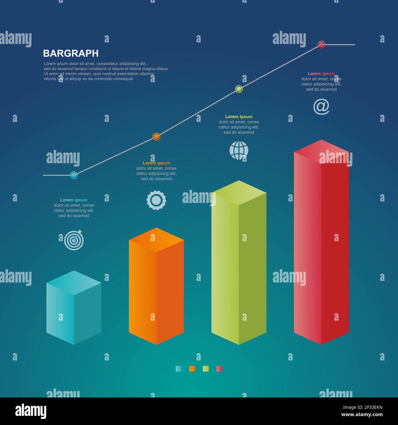 Grafico a barre diagramma grafico modello di elementi dell'infografica statistica aziendale Illustrazione Vettoriale