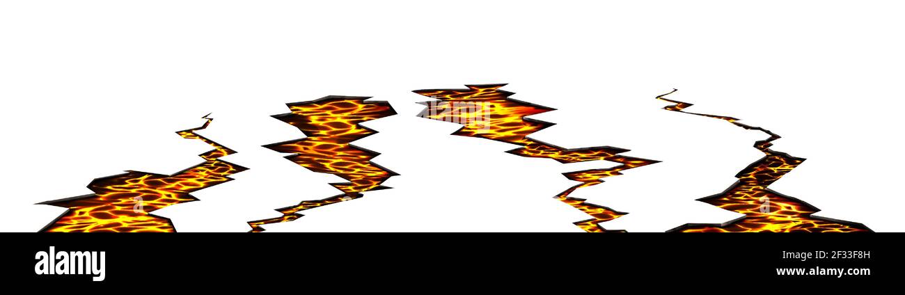 Incrinature del terreno con lava, magma fuso Illustrazione Vettoriale