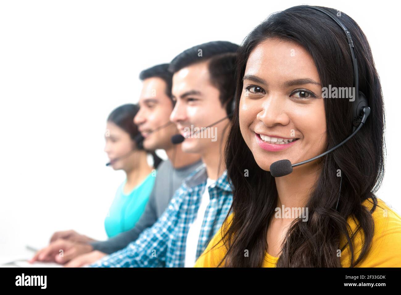 Team operatore nel call center Foto Stock