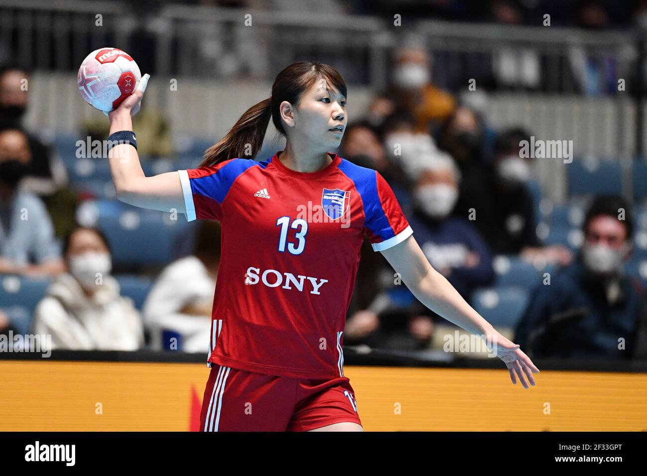 palestra st Yoyogi, Tokyo, Giappone. 14 Marzo 2021. Yumi Kitahara (), 14 MARZO 2021 - Pallamano : Coppa ANA 45° Giappone gioco della lega di pallamano Gioca-off Donne finale partita tra Hokkoku Bank Honey Bee 34-24 Sony Semiconductor Solutions Manufacturing al 1 ° Yoyogi Gymnasium, Tokyo, Giappone. Credit: MATSUO.K/AFLO SPORT/Alamy Live News Foto Stock