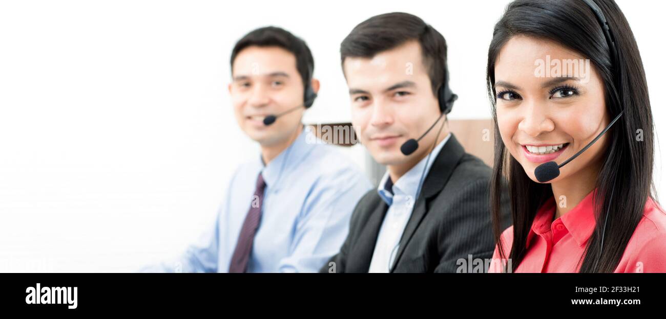 Team call center (telemarketer o servizio clienti) - banner panoramico Foto Stock