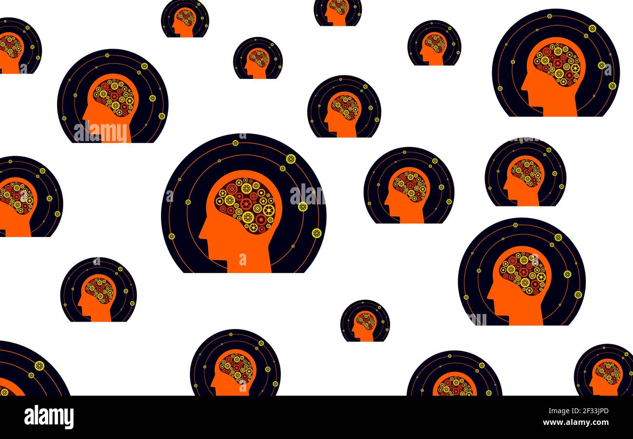 networking intelligente. le persone si dirigano con cervello e abilità futuristiche. concetto di connessione e comunicazione Foto Stock