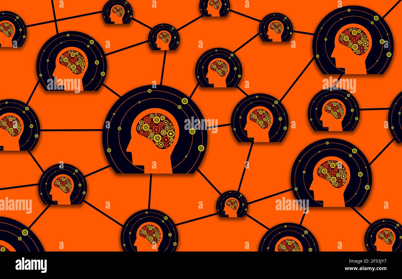 rete di ingranaggi di intelligenza del cervello Foto Stock
