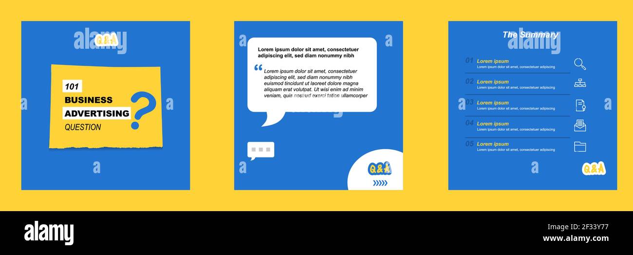 Tutorial sui social media, suggerimento, trucco, suggerimenti rapidi, modello di layout con sfondo geometrico di colore blu, bianco, giallo. Illustrazione vettoriale Illustrazione Vettoriale