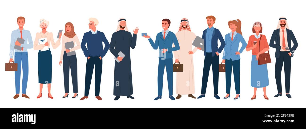 Gruppo di diversità di persone di lavoro di ufficio di affari, uomo d'affari felice e gruppo di donna d'affari Illustrazione Vettoriale