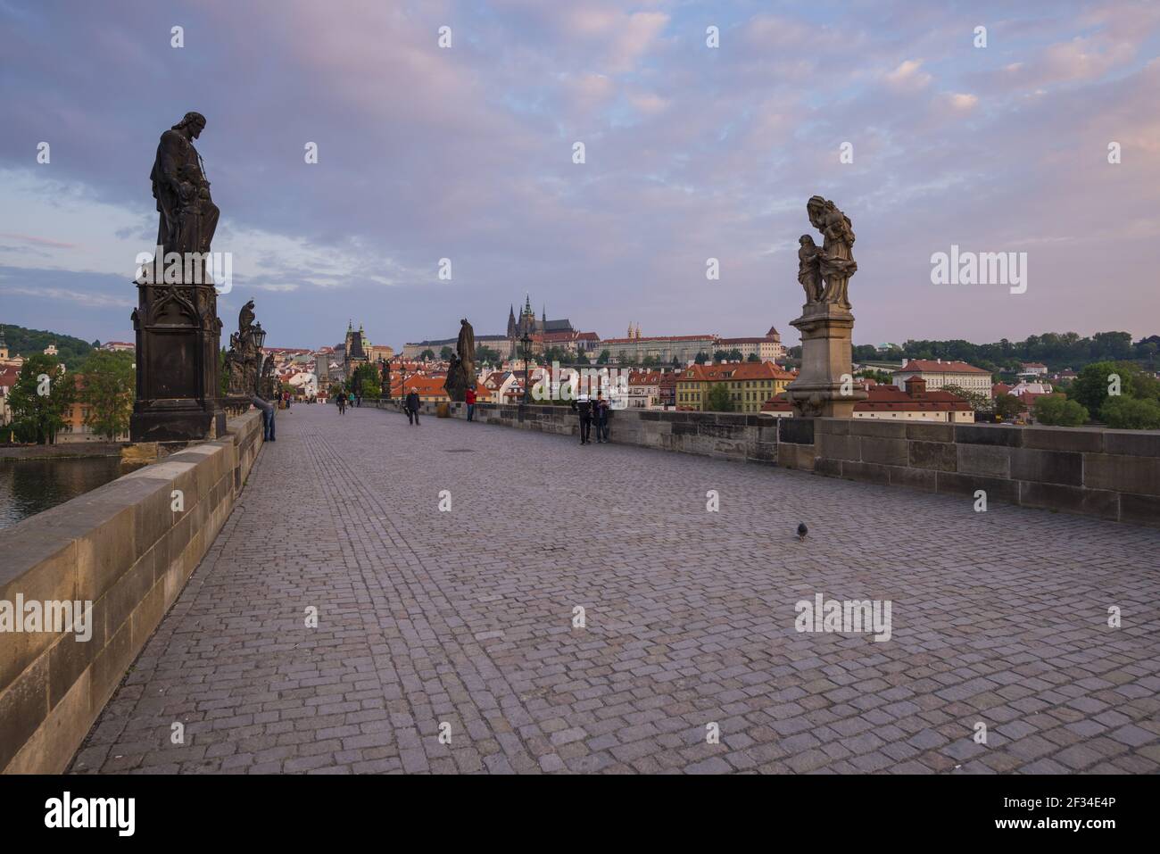 Geografia / viaggio, Czechia, Boemia, Ponte Carlo, dietro di esso della Cattedrale di San Vito, patrimonio culturale mondiale dell'UNESCO, Mala , libertà di Panorama Foto Stock