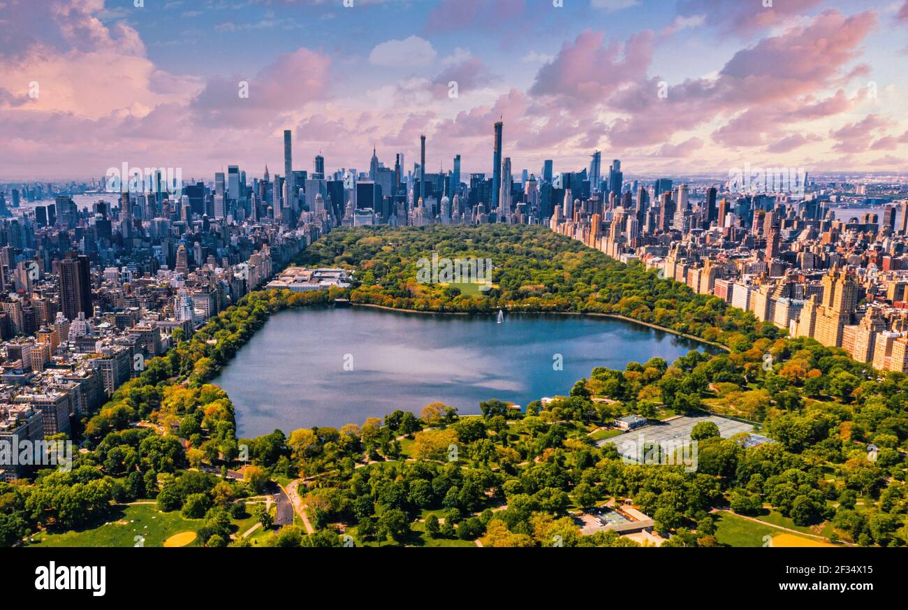 Vista aerea di Central Park a Manhattan, New York. Foto Stock