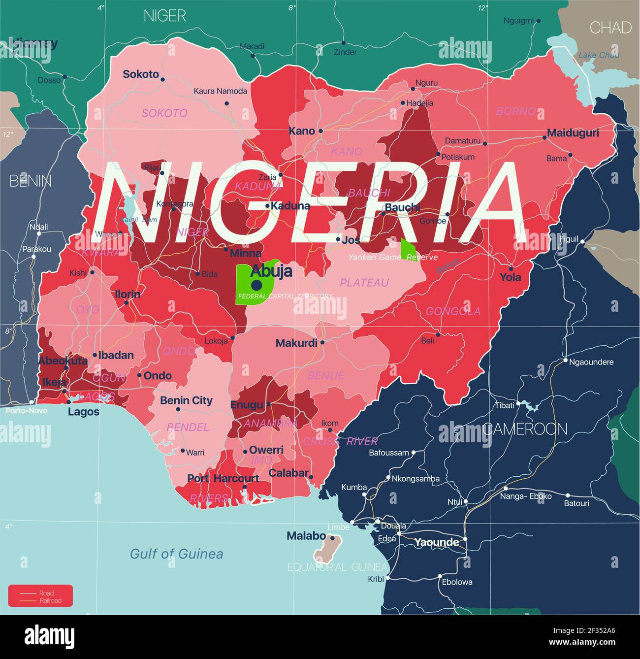 Nigeria Paese Mappa Dettagliata Modificabile Con Regioni Citt E Citt Nigeria Paese Mappa Dettagliata Modificabile Con Regioni Citta E Citta Strade E Ferrovie Siti Geografici File Vettoriale Eps 10 2f352a6 