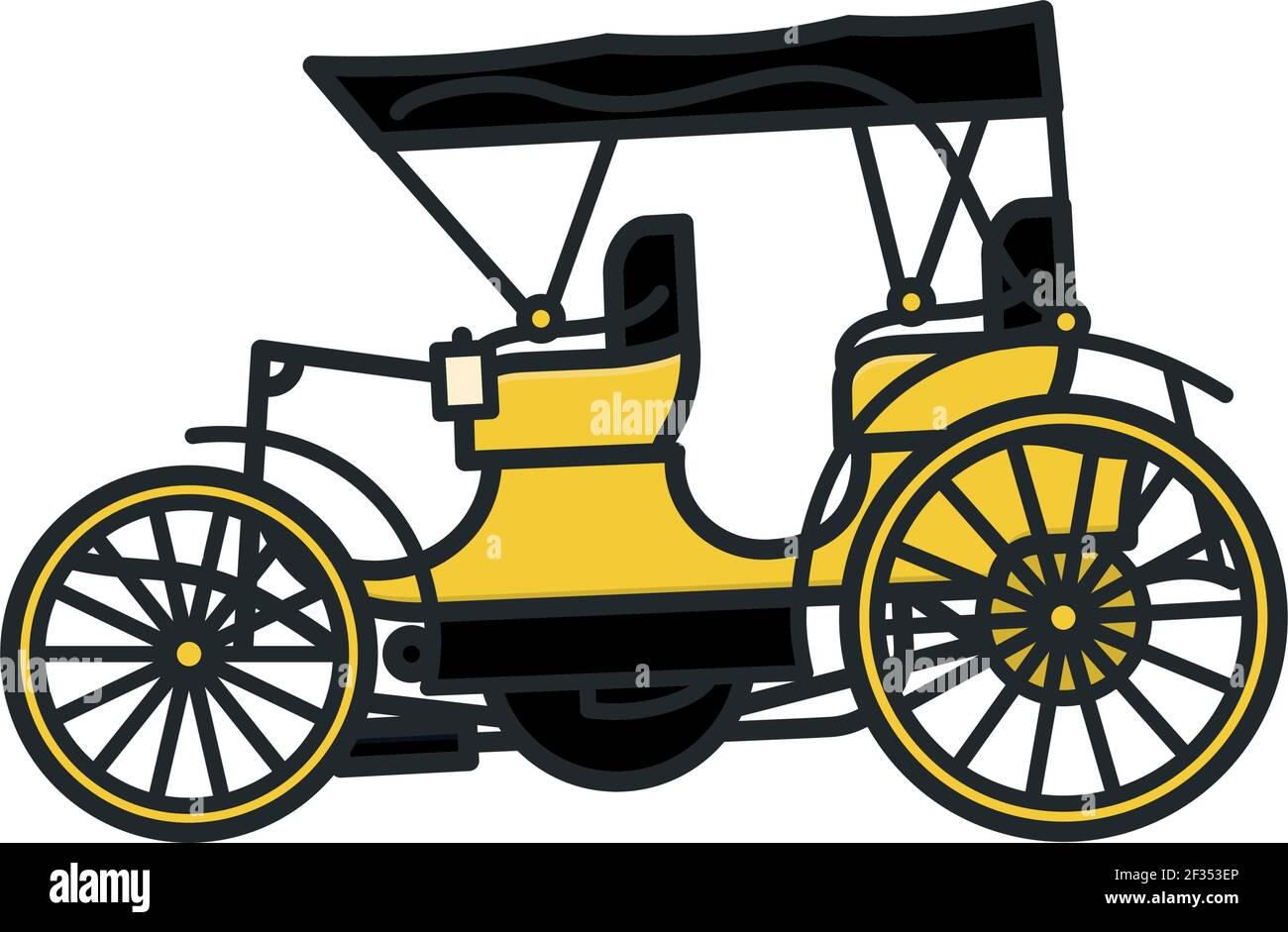 Illustrazione vettoriale isolata per auto d'epoca per carrozza senza cavalli giorno in Ottobre 26 Illustrazione Vettoriale
