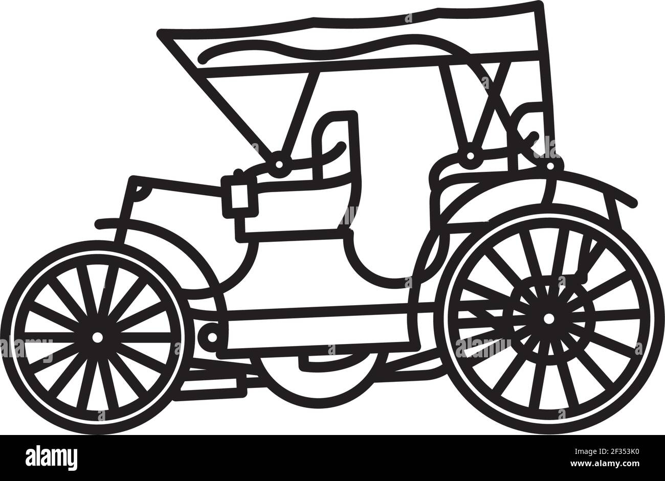 Icona della linea vettoriale dell'automobile vintage per il giorno del carrello senza cavalli attivo Ottobre 26 Illustrazione Vettoriale