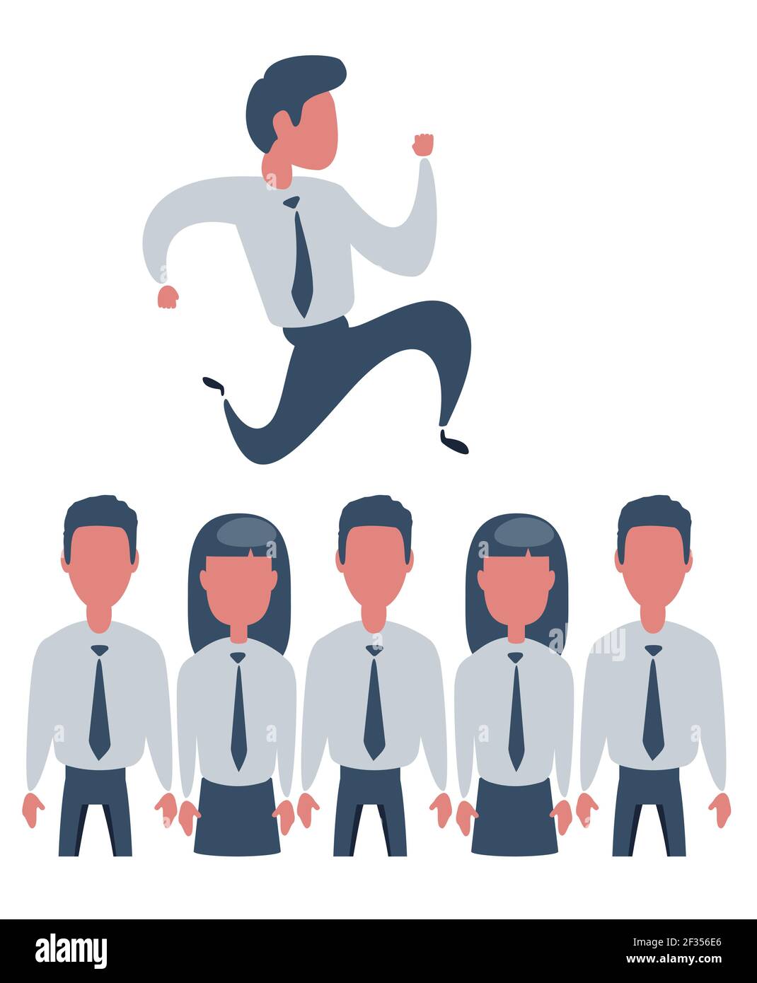 Il careerist dell'uomo d'affari va sopra le teste. Illustrazione Vettoriale