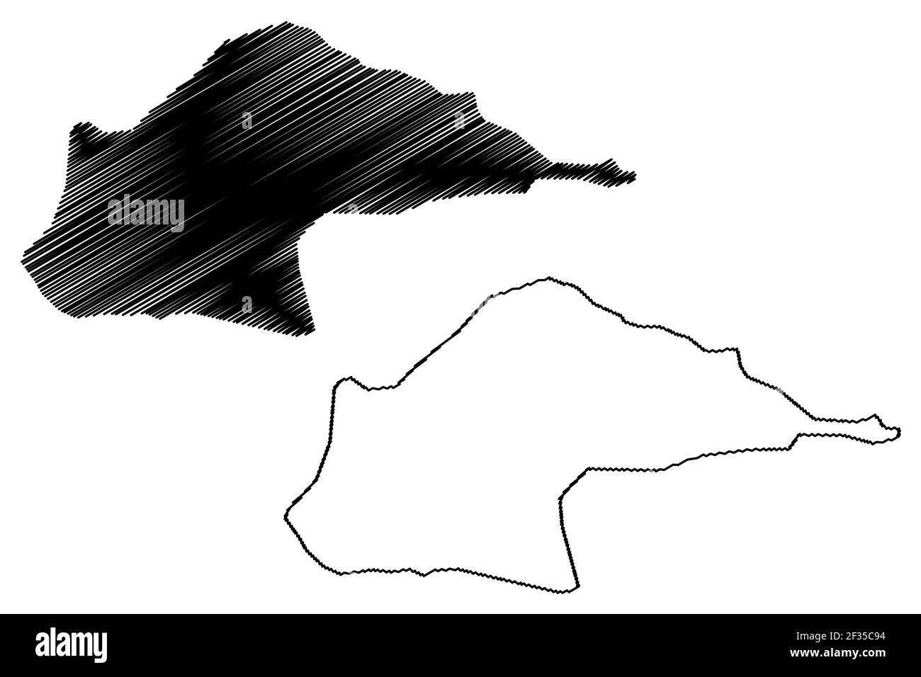 Me-Zochi Distretto (Repubblica Democratica di Sao Tomé e Principe, San Tommaso e Principe) mappa vettoriale illustrazione, abbozzare schizzo Me Zochi mappa Illustrazione Vettoriale