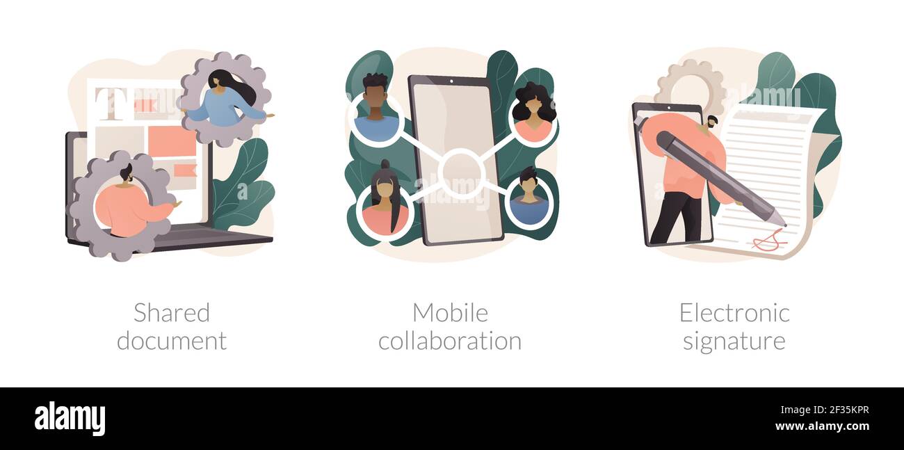 Illustrazioni vettoriali del concetto astratto del documento collaborativo. Illustrazione Vettoriale