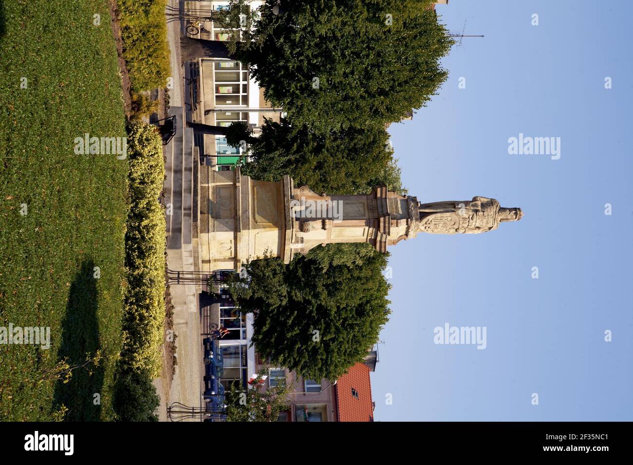 Polonia, Mieszkowice, monumento Mieszko i, voivodato Pomeriano Occidentale. Foto Stock