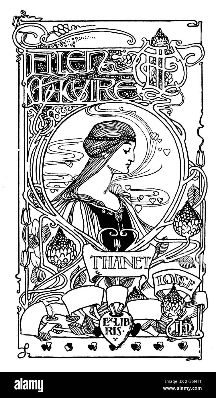 Design di una libreria per Ellen Maguire, di Harold Nelson, in stile Art Nouveau Thanet Lodge Foto Stock
