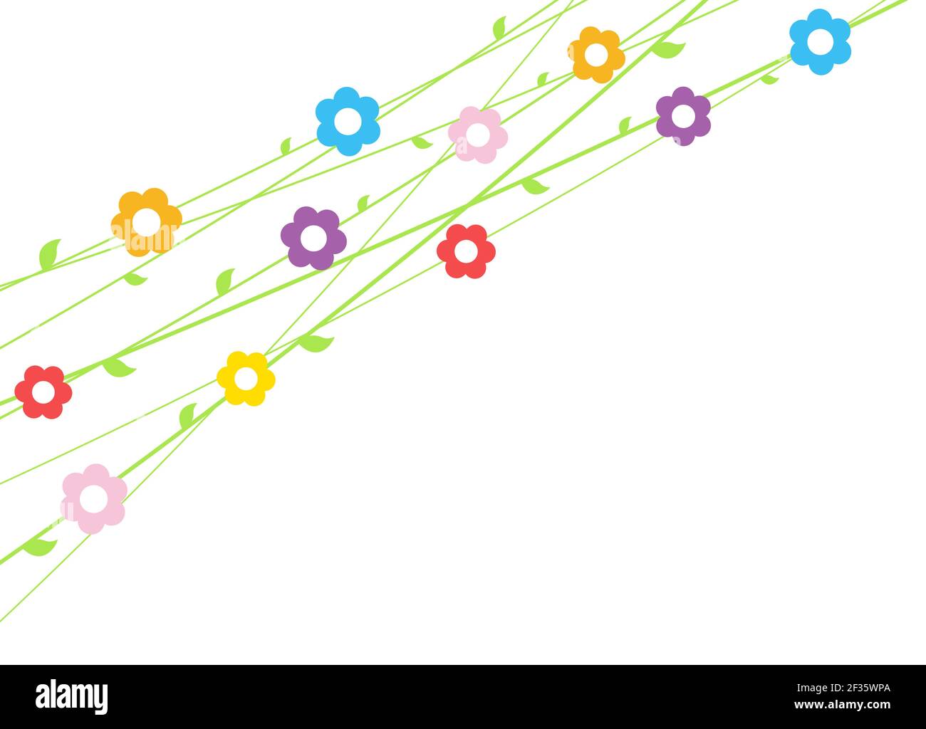 EPS 10 sfondo file vettoriale con fiori su stringhe per periodo primaverile in diversi colori per pasqua e concetti freschi Illustrazione Vettoriale