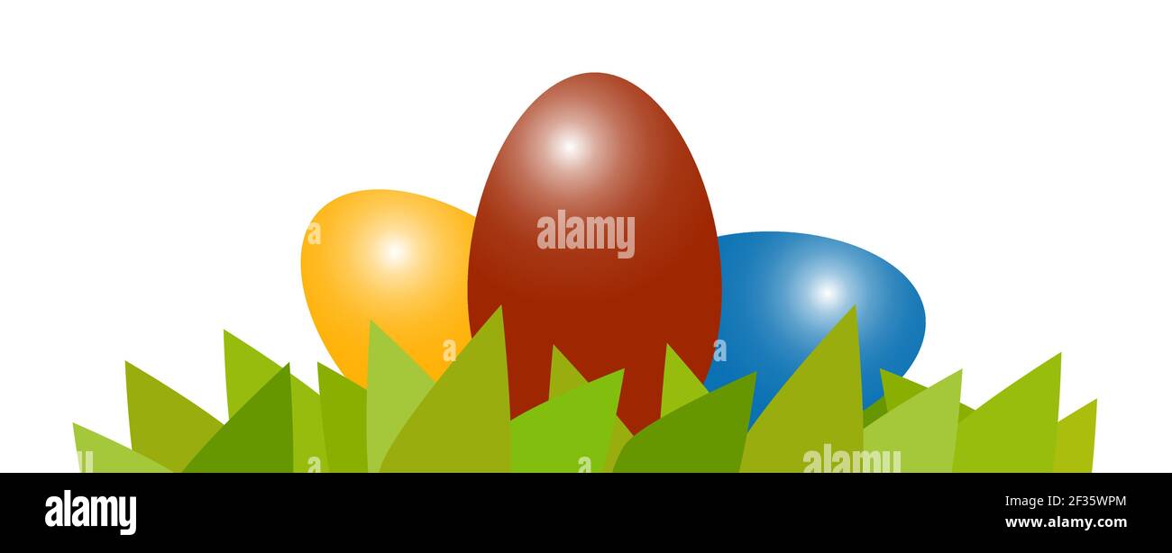 eps vettore illustrazione con uova di pasqua giacente in erba verde per la pubblicità primaverile o per i concetti di stagione tradizionali Illustrazione Vettoriale