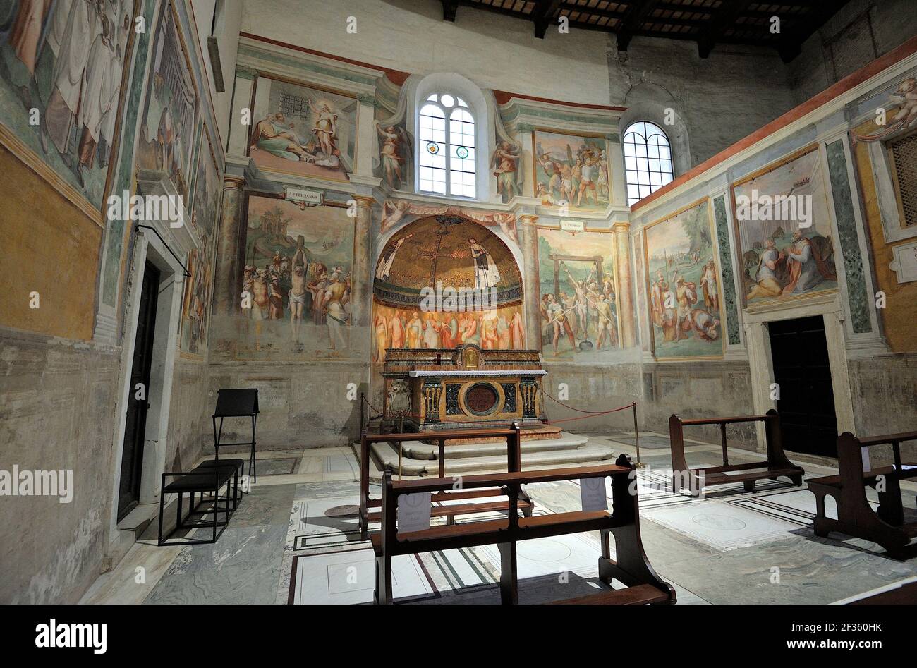 Italia, Roma, Celio, chiesa di Santo Stefano Rotondo, cappella dei Santi Primus e Feliciano, affreschi di Antonio Tempesta (XVI secolo) Foto Stock