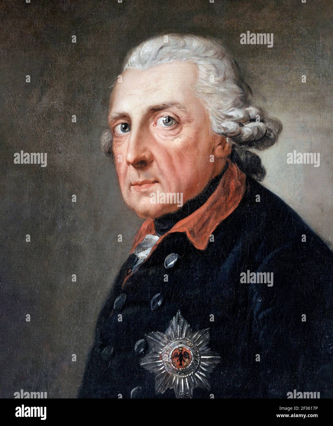 Federico il Grande. Ritratto di Federico II di Prussia (1712-1786) di Anton Graff, olio su tela, c.1781-86.. Federico II fu re di Prussia dal 1740 fino alla sua morte nel 1786 Foto Stock
