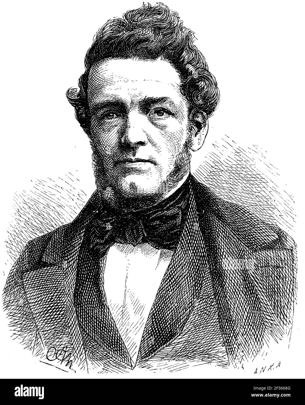 Ferdinand Jacob Redtenbacher, 25 luglio 1809 - 16 aprile 1863, è stato professore di ingegneria meccanica presso l'Università tecnica di Karlsruhe dal 1841 fino alla sua morte e fondatore di ingegneria meccanica scientifica / Ferdinand Jacob Redtenbacher, 25. Luglio 1809 - 16. Aprile 1863, war von 1841 bis zu seinem Tod Professore für Maschinenbau an der Technischen Hochschule Karlsruhe und Begründer des wissenschaftlichen Maschinenbau, Historisch, storico, digitale riproduzione migliorata di un originale del 19 ° secolo / digitale Reproduktion einer Originalvorlage aus dem 19. Jahrhundert, Foto Stock