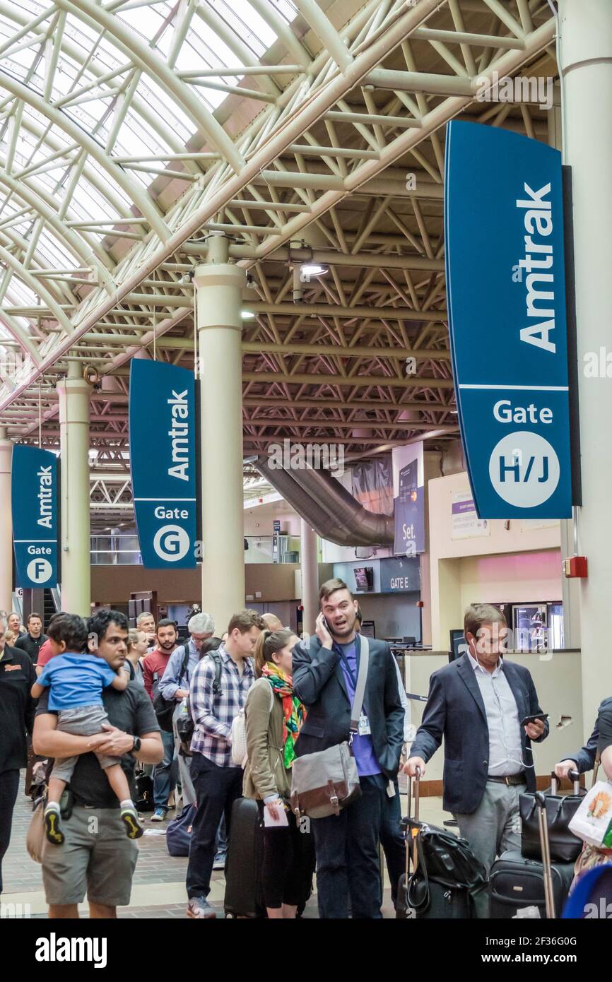 Washington DC, Union Station, terminal ferroviario Amtrak pendolari interni passeggeri, Foto Stock