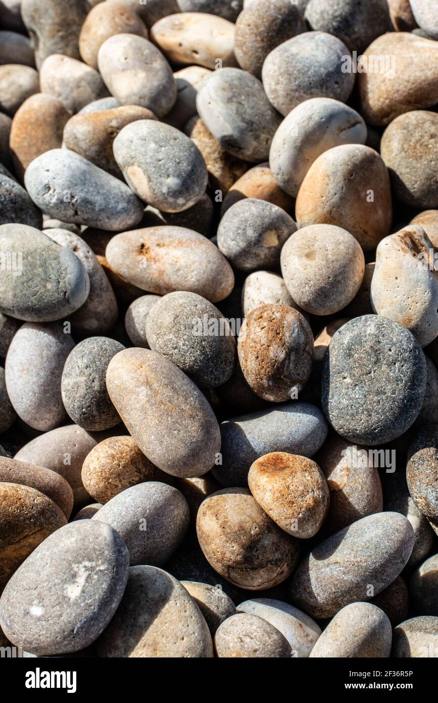 Grandi biglie varie forme di colori, grigi, creme, bruni e bianchi - p[icture è stile ritratto Foto Stock