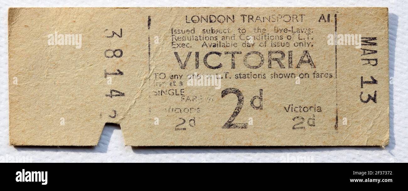 Biglietto del treno metropolitano o della metropolitana degli anni '50 da St Stazione di James Park Foto Stock