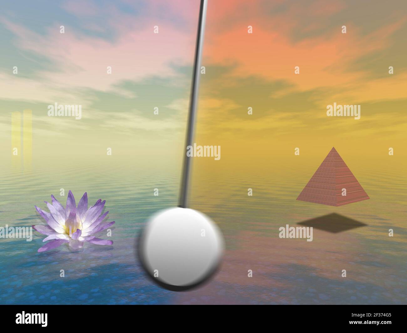 Pendolo e loto. Rendering 3D Foto Stock