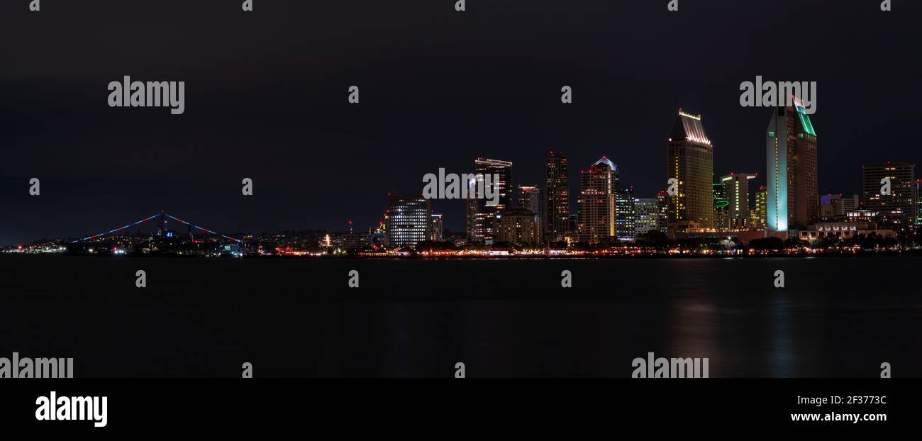 San Diego Skyline di notte Foto Stock
