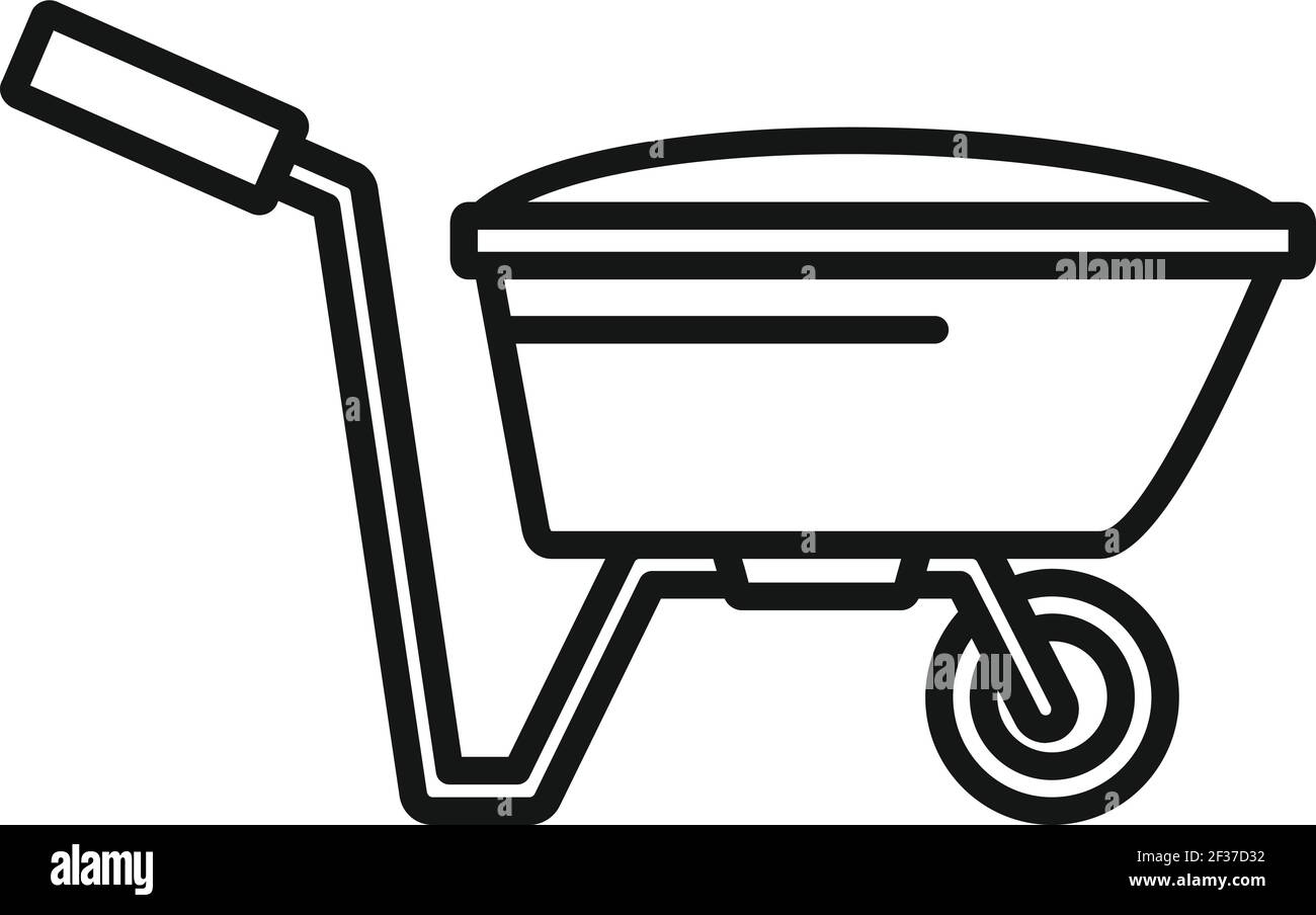 Azienda Agricola carriola icona, stile contorno Illustrazione Vettoriale