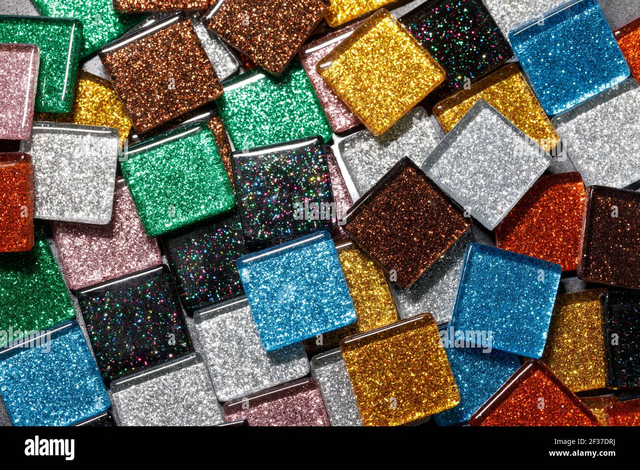 Assortimento piastrelle in vetro Mosaico con glitter Foto Stock