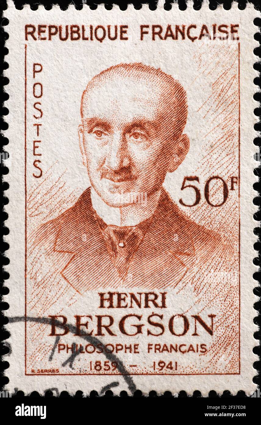Il filosofo Henri Bergson sul francobollo francese Foto Stock