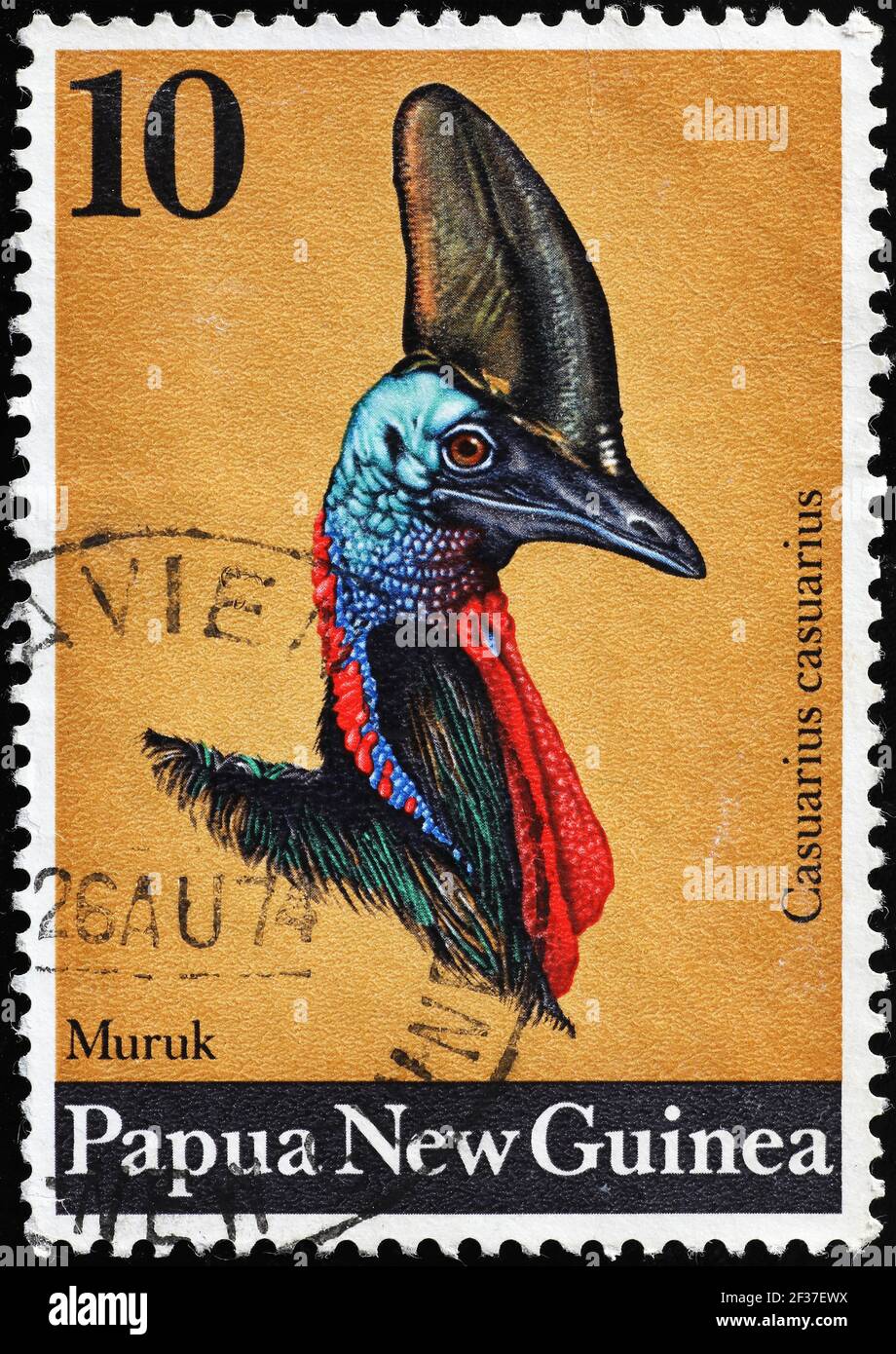 Cassowary del sud su francobollo dalla Papua Nuova Guinea Foto Stock