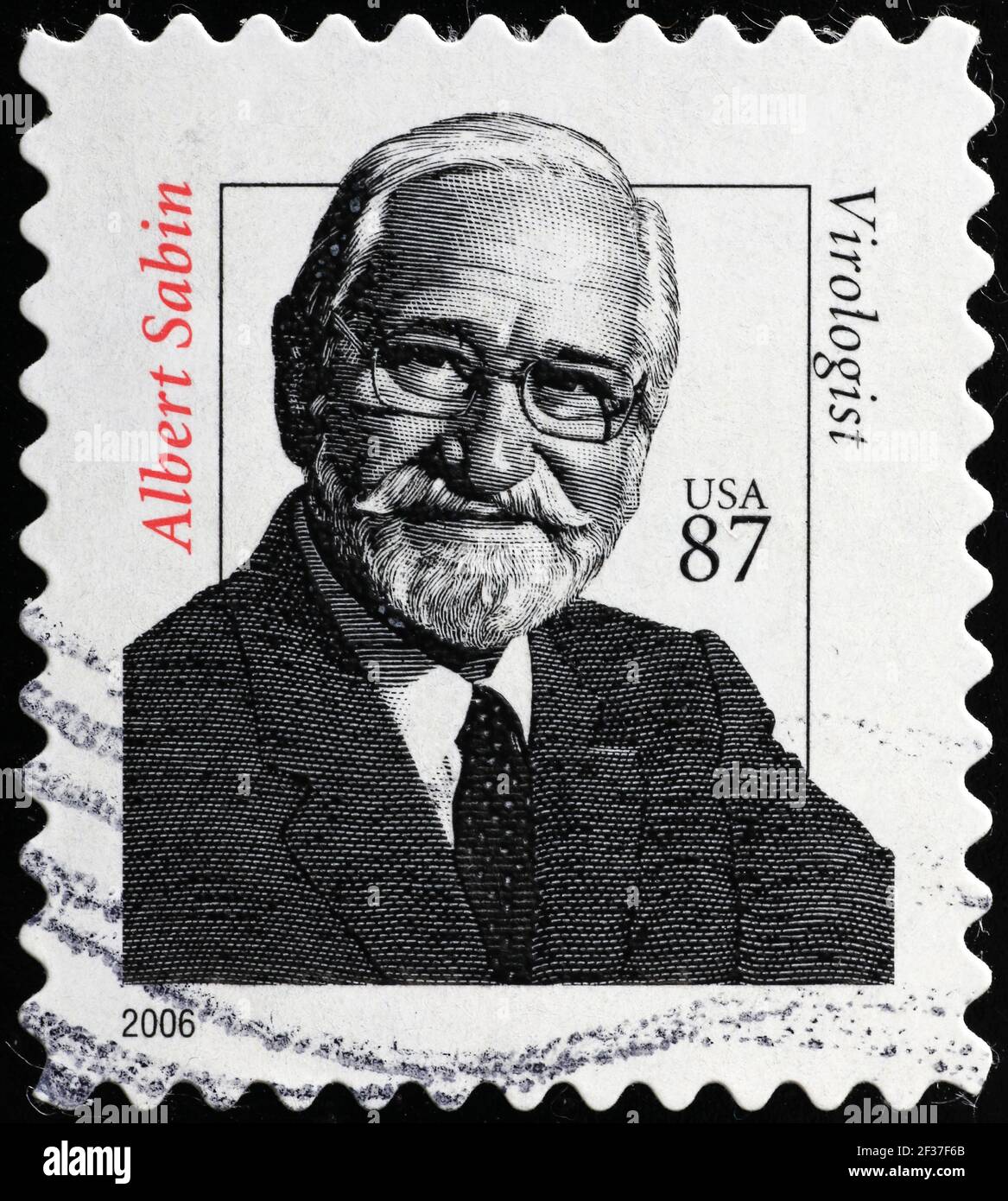 Il virologo Albert Sabin sul francobollo americano Foto Stock
