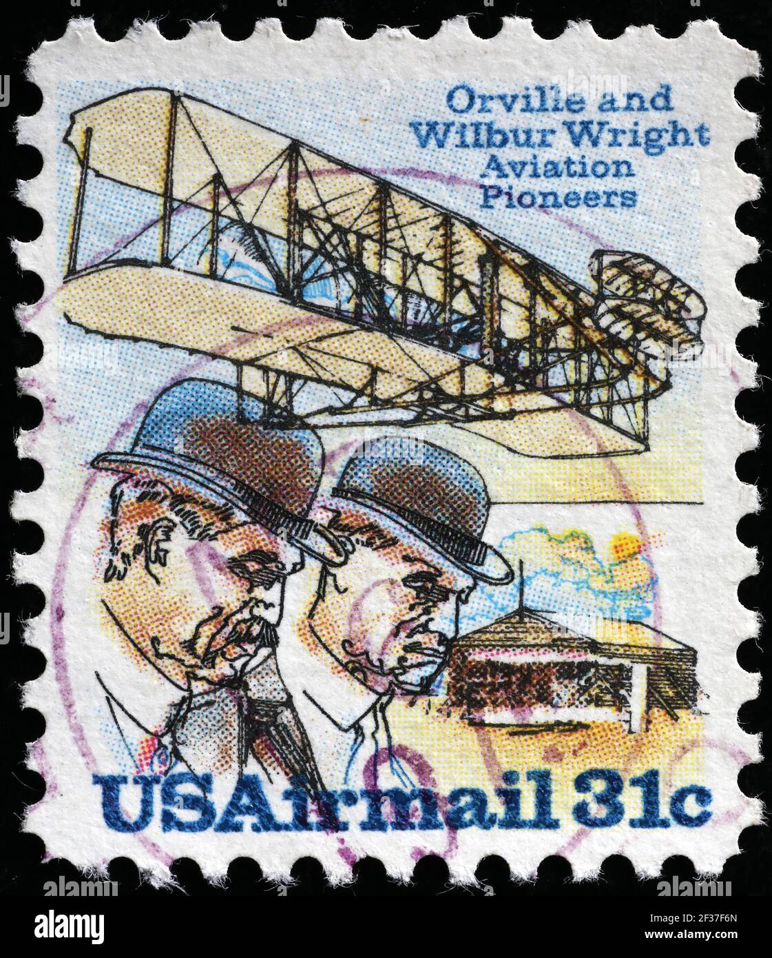 Fratelli Wright sul francobollo americano Foto Stock