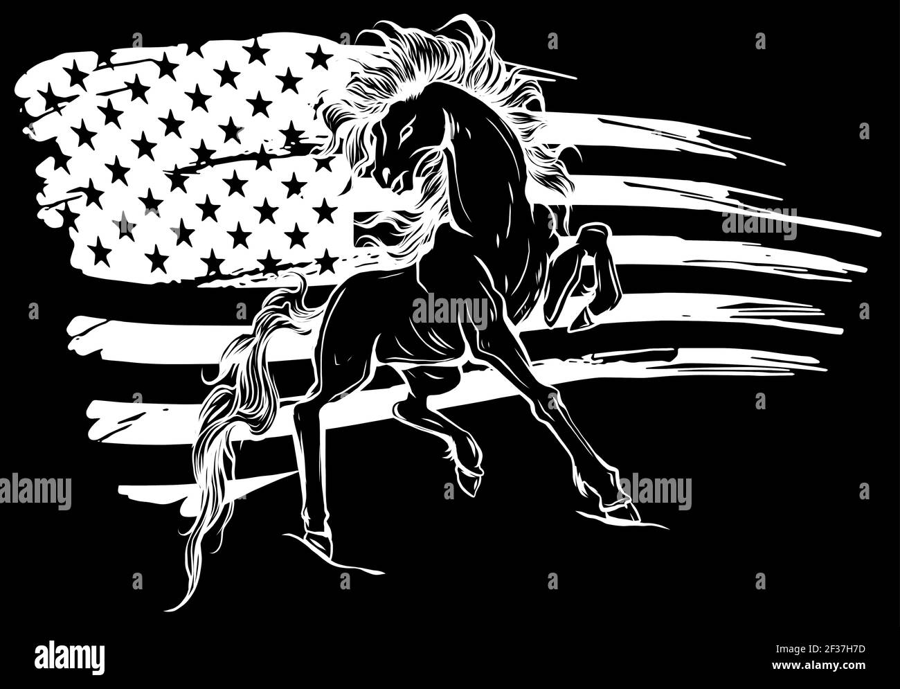 Silhouette vettoriale su sfondo nero di un cavallo da corsa illustrazione Illustrazione Vettoriale