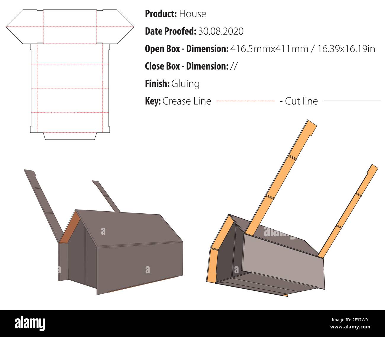 Case box imballo disegno dima incollaggio fusto - vettoriale Illustrazione Vettoriale