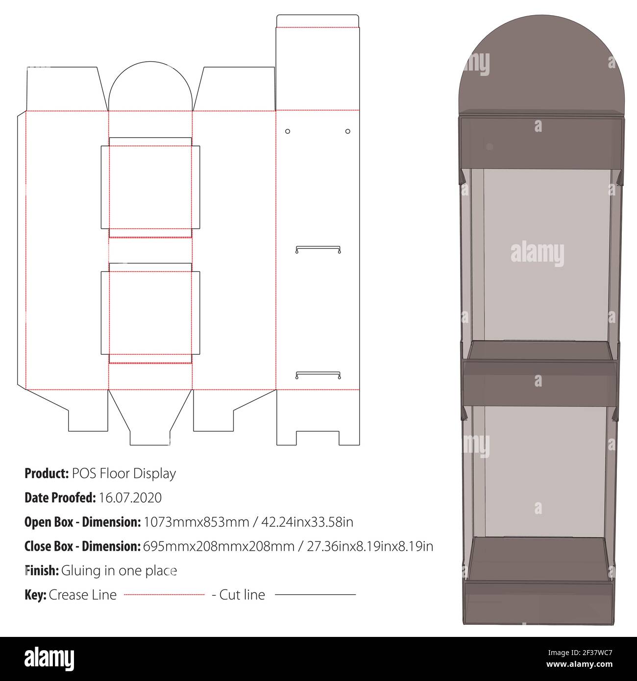 POS disegno dell'imballaggio per display da pavimento stampo di incollaggio fustellato - vettore Illustrazione Vettoriale