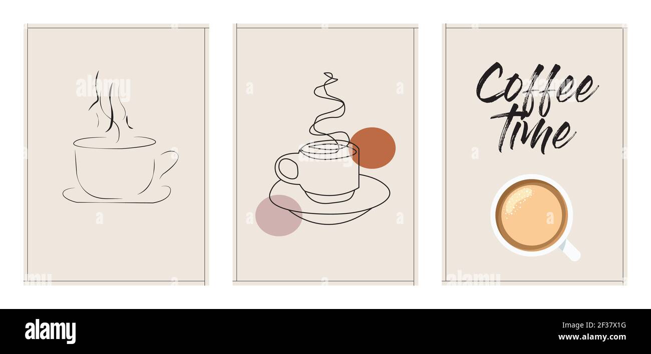 arte, decorazione d'arte, arte, sfondo, banner, tela, cartone, cartone, caffè, amante del caffè, tazza da caffè, caffè, poster colorato e colorato, crea Illustrazione Vettoriale