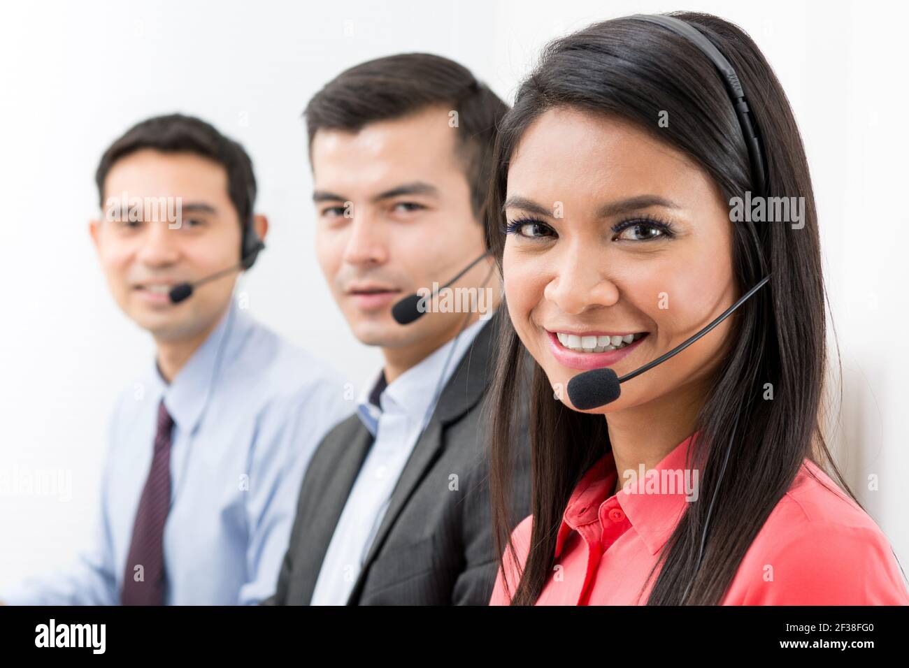 Team del call center (telemarketing o servizio clienti) Foto Stock